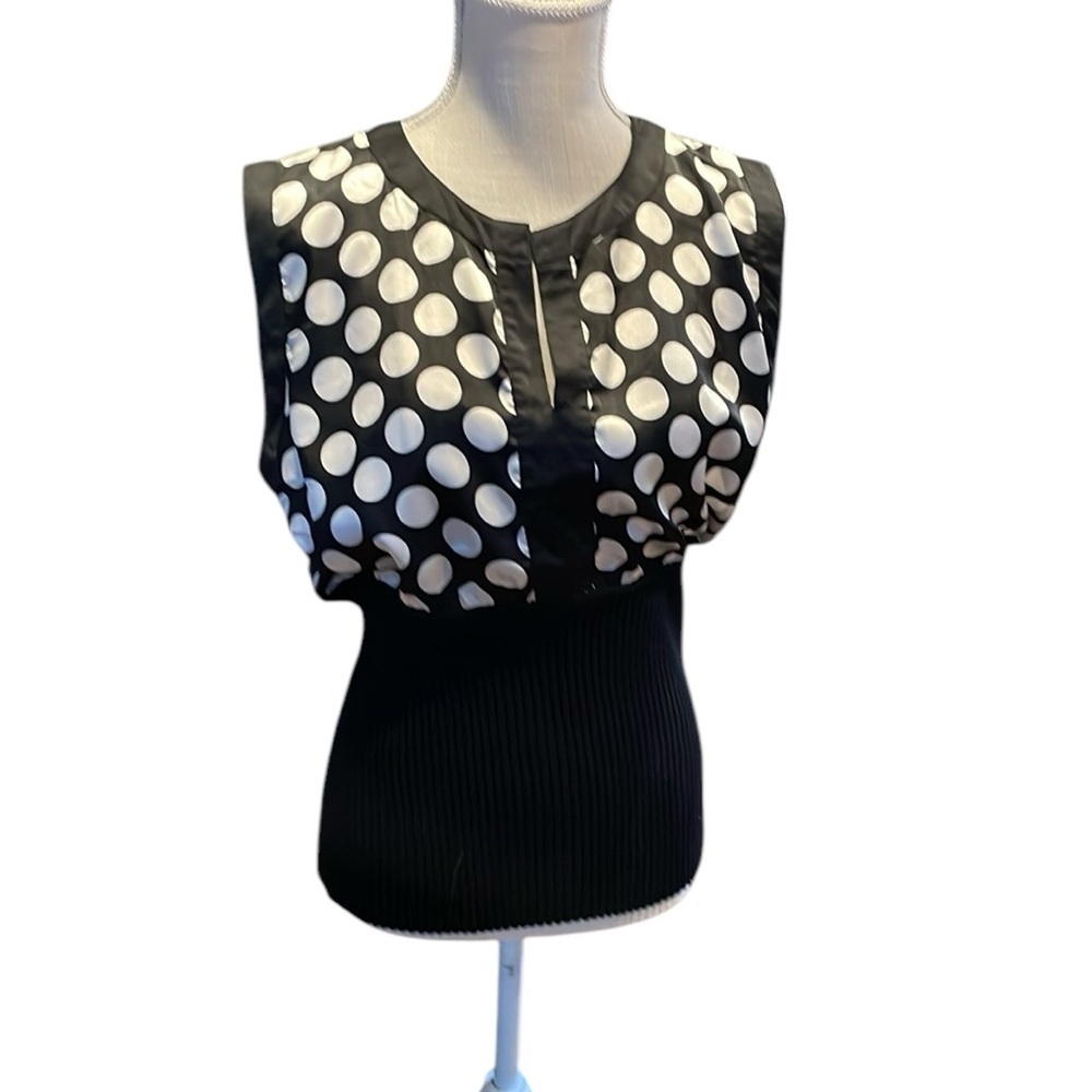 Belldini Sleeveless Polka Dot Ribbed Top